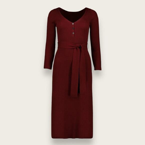 NWT | Bishop & Young | Henley Sweater Midi Dress | Currant | Small - Picture 12 of 14